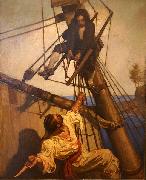 Newell Convers Wyeth One more step, Mr. Hands painting